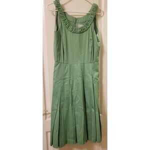 VTG - Calvin Klein Casual Career Party Green Sundress Dress Box Pleats Size 8